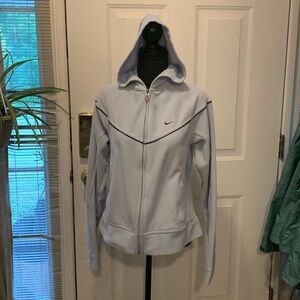 Nike Women’s hooded fleece zip up jacket, size Large, light blue